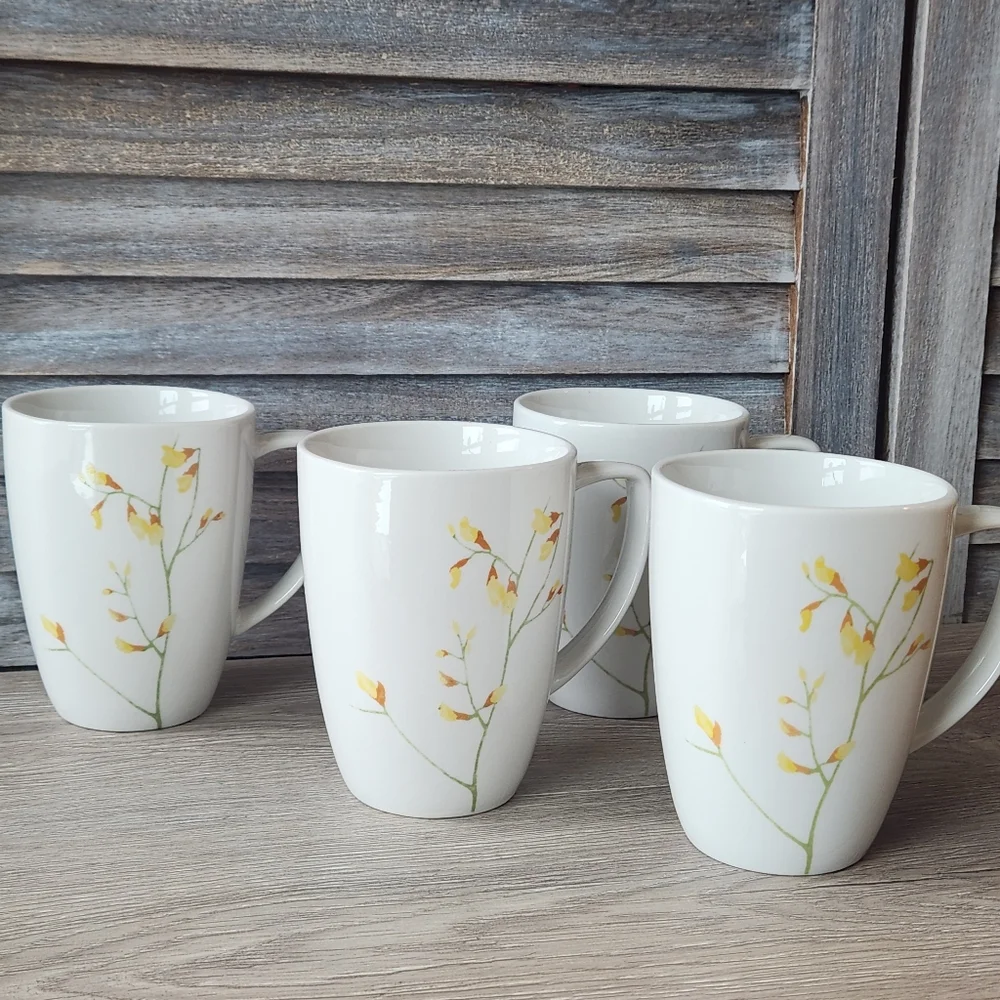 Corelle Coordinates Kobe Porcelain Coffee Mugs Cups Set of 4 Discontinued